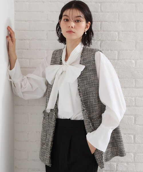 THE SHOP TK ブラウス シャツ 「通勤・セレモニー」タックボウタイ