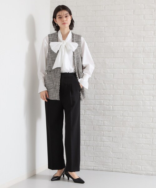 THE SHOP TK ブラウス シャツ 「通勤スタイルに」タックボウタイ