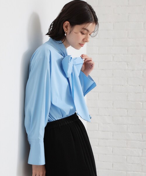 THE SHOP TK ブラウス シャツ 「通勤スタイルに」タックボウタイ