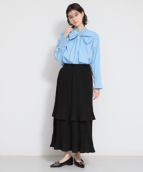 THE SHOP TK ブラウス シャツ 「通勤スタイルに」タックボウタイ
