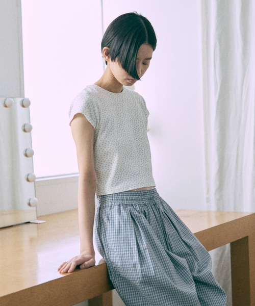 ワイドパンツ パンツ Airy Check Tuck Easy-Pants レディースの画像