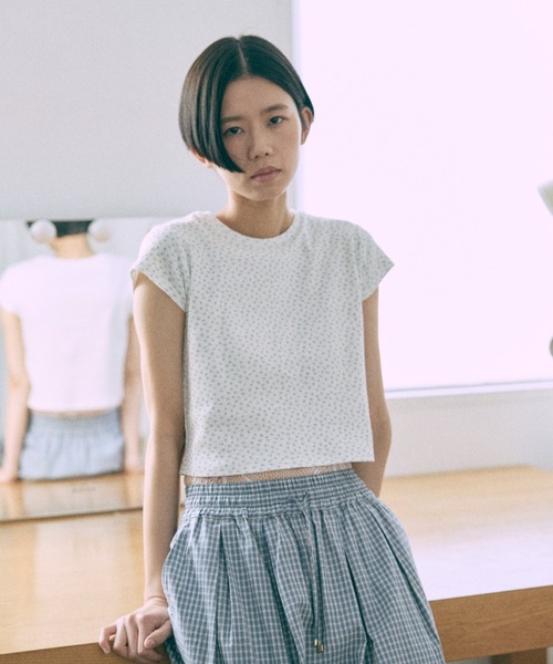 ワイドパンツ パンツ Airy Check Tuck Easy-Pants レディースの画像