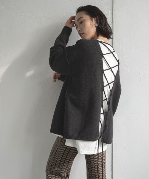 「rectangle」 長袖ニット FREE パープル レディース_画像5