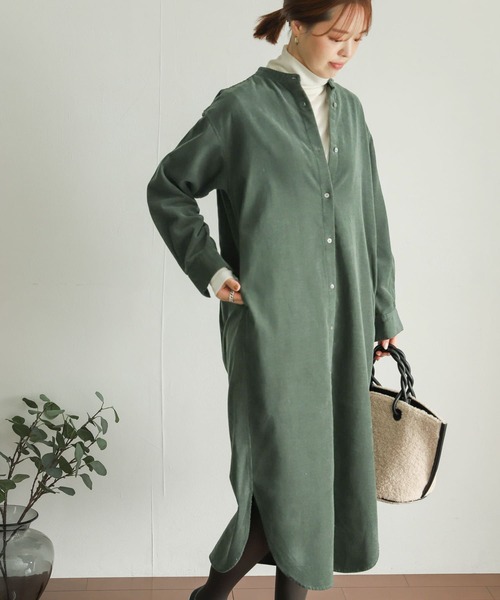 「URBAN RESEARCH DOORS」 長袖ワンピース MEDIUM ネイビー レディース_画像4