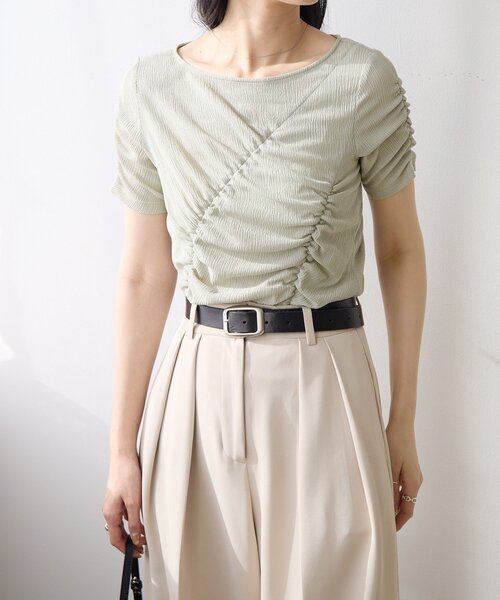 gemeil tシャツ 半袖 シャーリングトップス(IF-330) レディース 