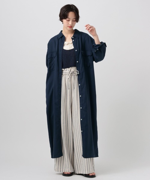 美品　Y's ダークブルー シャツワンピース　テンセルシャツ　希少 BAYFLOW（ベイフロー） ワンピース 「さらりとした肌触り」テンセル(TM