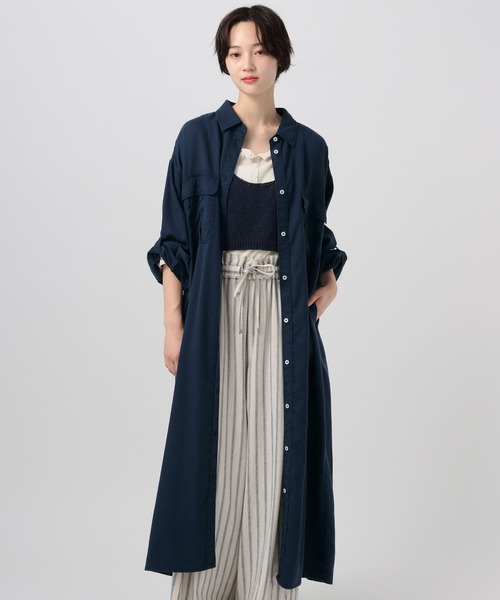 ワイズ アシンメトリー シャツ ワンピース ブラック テンセル 定価3.2万 プルミエアロンディスモン シアーテンセルシャツワンピース
