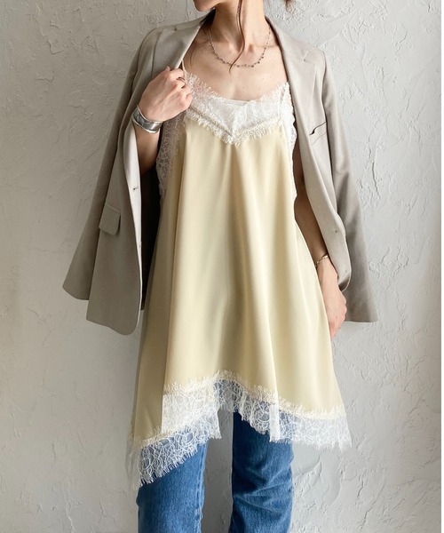 She's Closet キャミソール アシンメトリー ヘム ロング丈 サテン