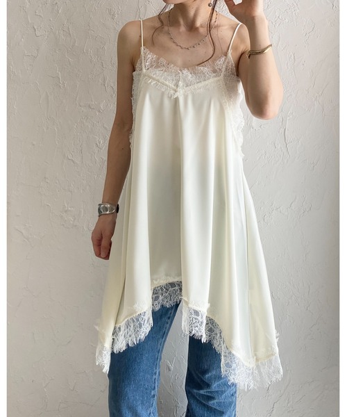 She's Closet キャミソール アシンメトリー ヘム ロング丈 サテン