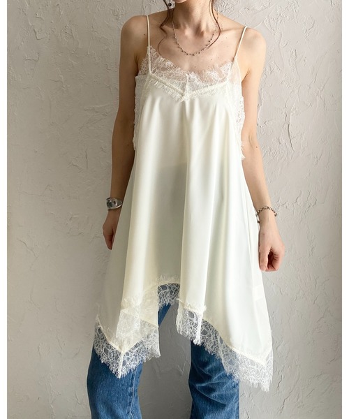 She's Closet キャミソール アシンメトリー ヘム ロング丈 サテン