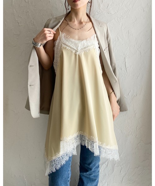 She's Closet キャミソール アシンメトリー ヘム ロング丈 サテン