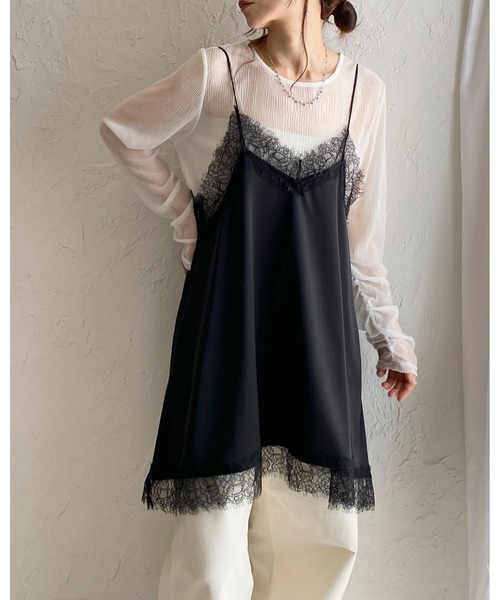 She's Closet キャミソール アシンメトリー ヘム ロング丈 サテン