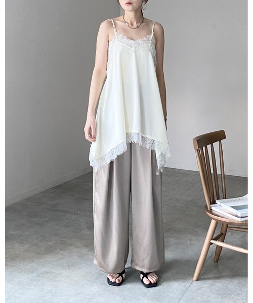 She's Closet キャミソール アシンメトリー ヘム ロング丈 サテン