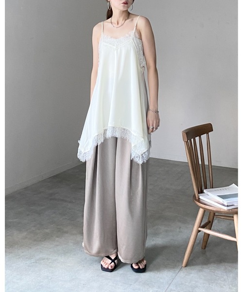 She's Closet キャミソール アシンメトリー ヘム ロング丈 サテン