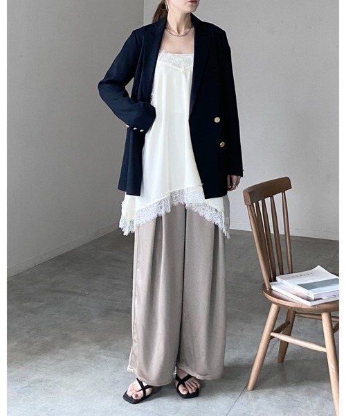 She's Closet キャミソール アシンメトリー ヘム ロング丈 サテン