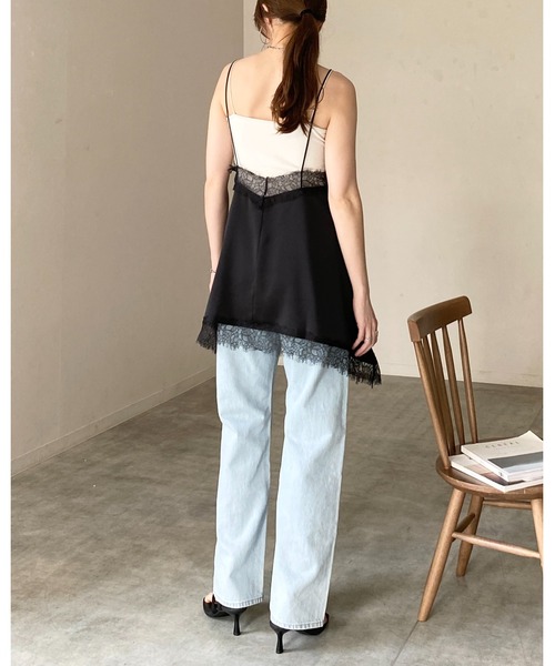 She's Closet キャミソール アシンメトリー ヘム ロング丈 サテン