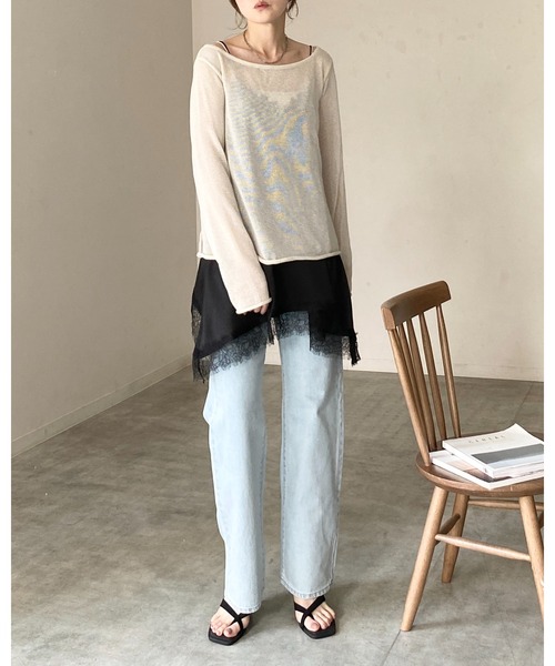 She's Closet キャミソール アシンメトリー ヘム ロング丈 サテン