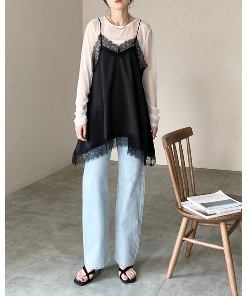 She's Closet キャミソール アシンメトリー ヘム ロング丈 サテン