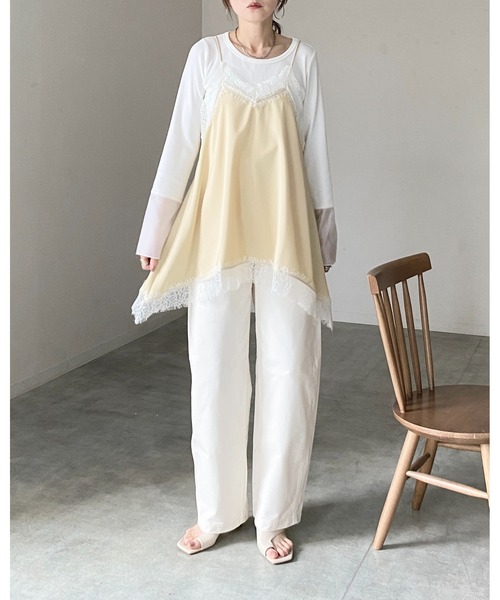 She's Closet キャミソール アシンメトリー ヘム ロング丈 サテン