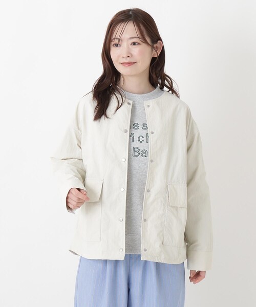 OAMC ノーカラーナイロンロゴジャケット 19SS (white) one'sterrace（ワンズテラス） ジャケット ノーカラージャケット 撥水