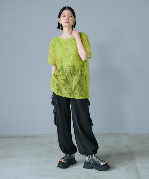 HARE（ハレ） 厚底 サンダル サイドベルトメッシュレースアップ