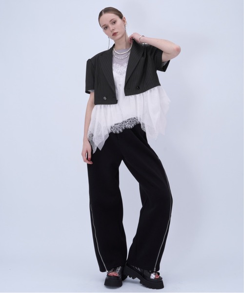 HARE（ハレ） 厚底 サンダル サイドベルトメッシュレースアップ
