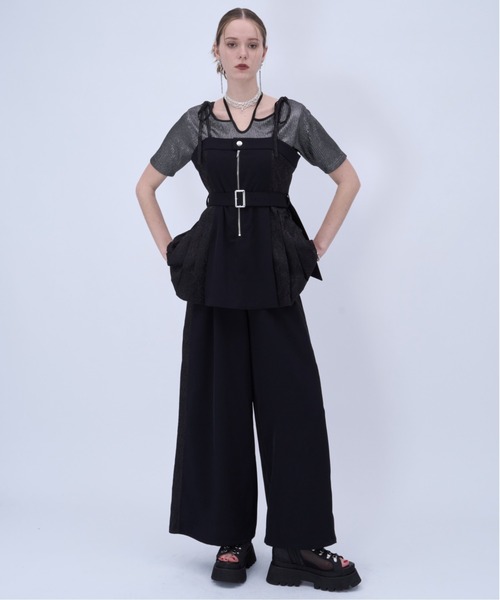 HARE（ハレ） 厚底 サンダル サイドベルトメッシュレースアップ