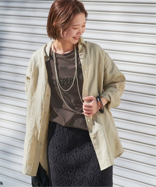 「SLOBE IENA」 半袖Tシャツ FREE チャコールグレー レディース_画像6