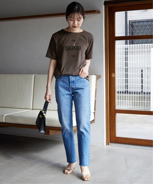 「SLOBE IENA」 半袖Tシャツ FREE チャコールグレー レディース_画像7