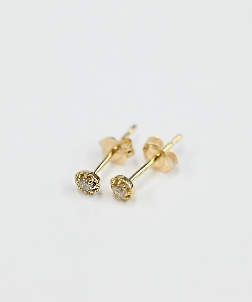 ピアス K10YG ダイヤモンドミルグレンピアス レディース メンズの画像