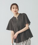 ブラウス シャツ 夏 半袖 イージーケアリネン...の詳細画像3