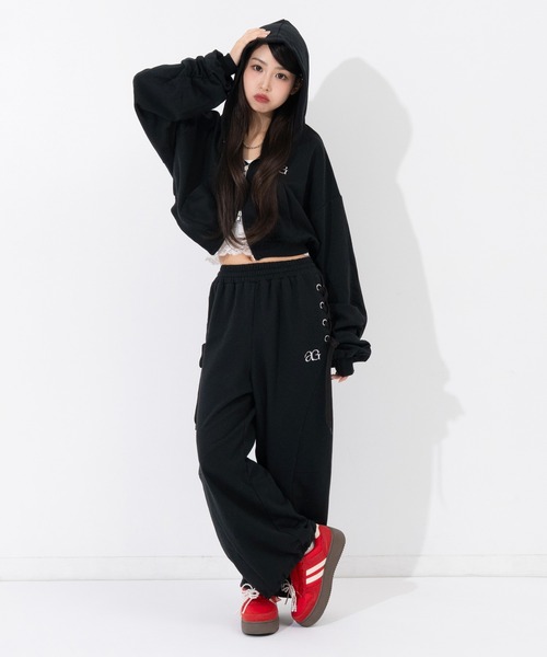 ワイドパンツ パンツ スピンドル スウェット バレルパンツ（別売りSETUP） キッズ 子供服 女の子の画像