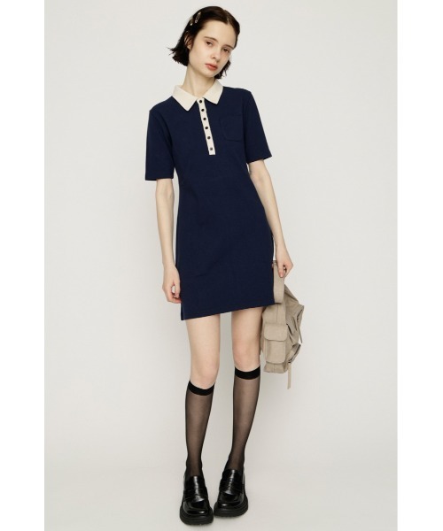 SLY（スライ） ワンピース BI COLOR COLLAR S/OP バイカラーカラー