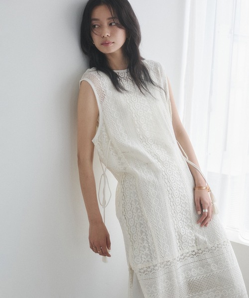 L'Appartement レース ロングジレ ベスト　カタログ掲載 hunch（ハンチ） ベスト ジレ 夏 レース ロングジレ レディース