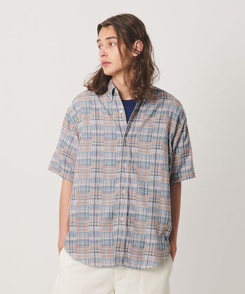 半袖シャツ california general store シャツ FILL THE BILL フィルザビル California General Store半袖シャツ M コットン グリーン 総柄 古着の販売・通販なら