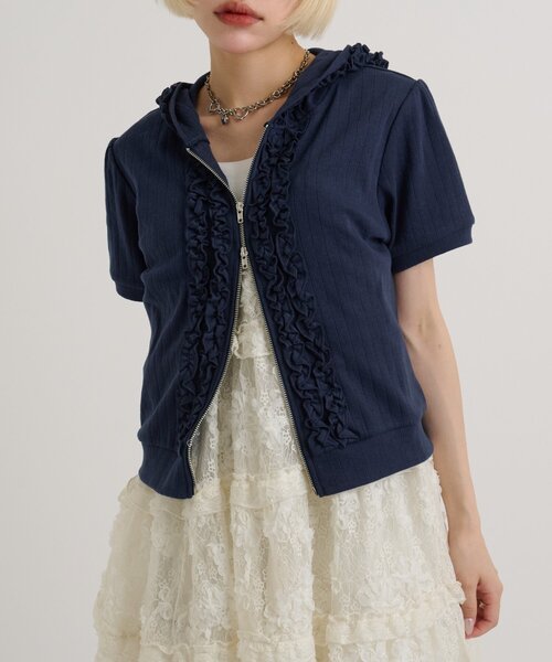 ♡♡出品 w closet（ダブルクローゼット） パーカー 「3色展開」フリル半袖