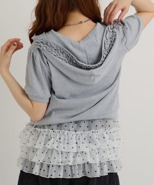 w closet（ダブルクローゼット） パーカー 「3色展開」フリル半袖