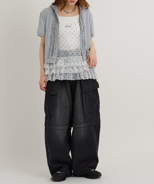 w closet（ダブルクローゼット） パーカー 「3色展開」フリル半袖