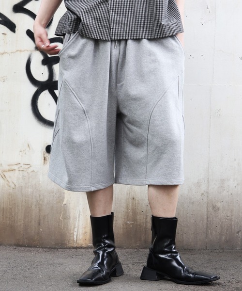 ワイドパンツ スウェットパンツ ジャージ 「MADE IN KOREA」タック スウェット バギーショーツ/TUCKED SWEAT BAGGY SHORTS メンズ レディース | ブランド登録なし | 09