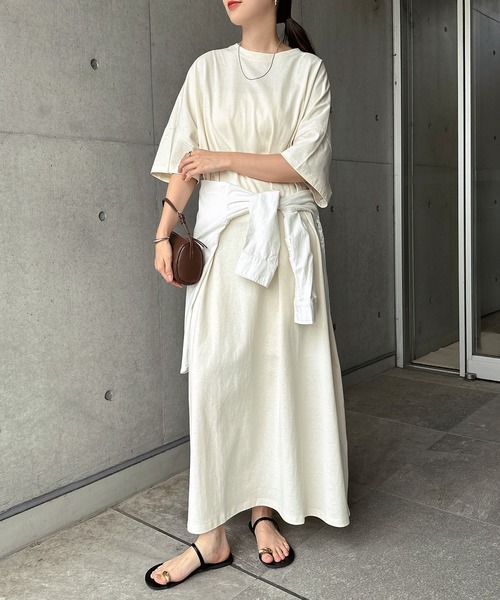 andme（アンドミー） ワンピース 夏 半袖 オーバーサイズ半袖ロング