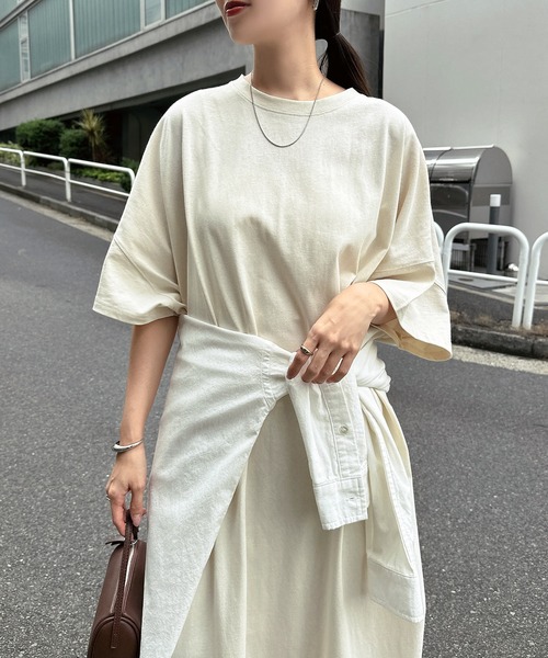 andme（アンドミー） ワンピース 夏 半袖 オーバーサイズ半袖ロング