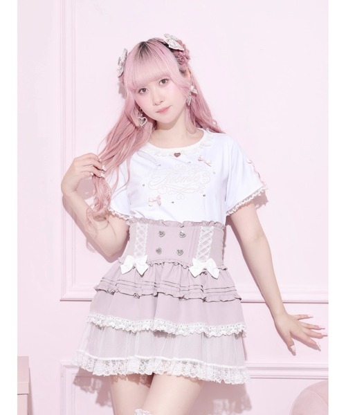 NOEMIE（ノエミー） tシャツ 半袖 メニーパールリボン刺繍Tシャツ