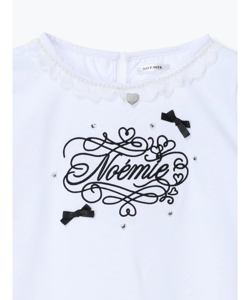 NOEMIE（ノエミー） tシャツ 半袖 メニーパールリボン刺繍Tシャツ