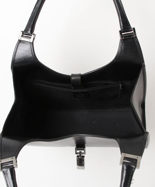 【美品】グッチ トートバッグ 肩掛けかばん 黒 ジャッキー パテントレザー GUCCI（グッチ） ジャッキー ワンショルダーバッグ - ブラック