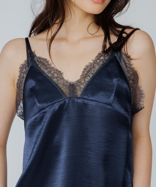 キャミソール bicolor lace satin cami（バイカラーレースサテンキャミ