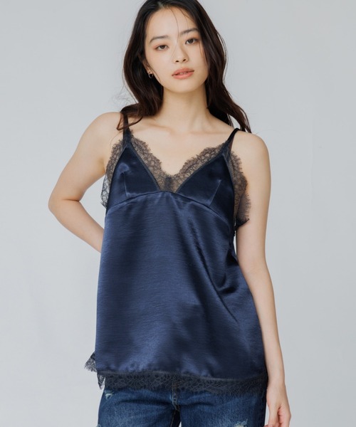 キャミソール bicolor lace satin cami（バイカラーレースサテンキャミ