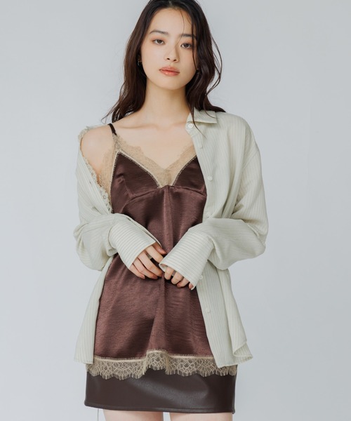 キャミソール bicolor lace satin cami（バイカラーレースサテンキャミ