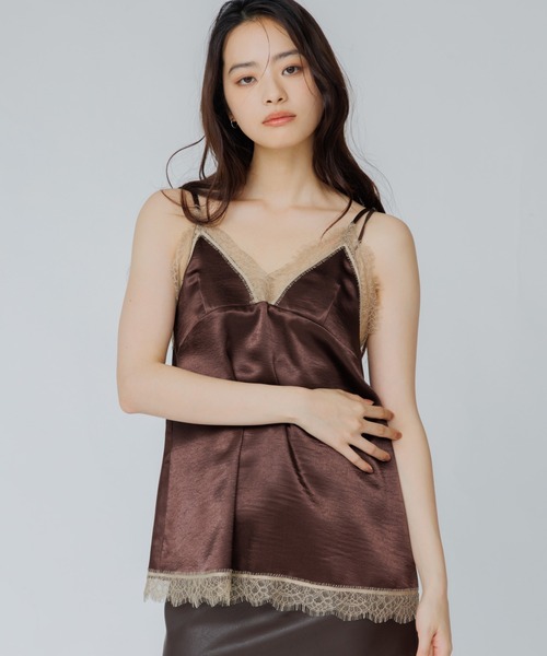 キャミソール bicolor lace satin cami（バイカラーレースサテンキャミ