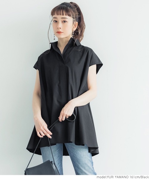 tantan購入！上品なノースリーブ黒ブラウス tantan購入！上品なノースリーブ黒ブラウス