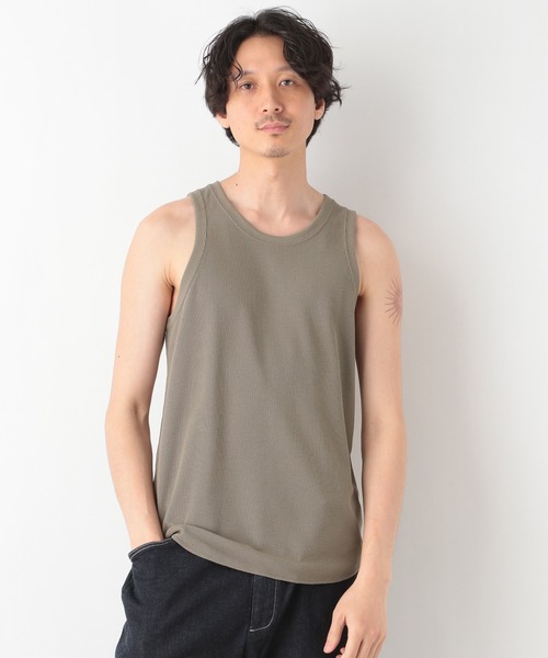 LGB ワッフル タンク カーキ GLOBAL WORK（グローバルワーク） タンクトップ ワッフルロングタンク